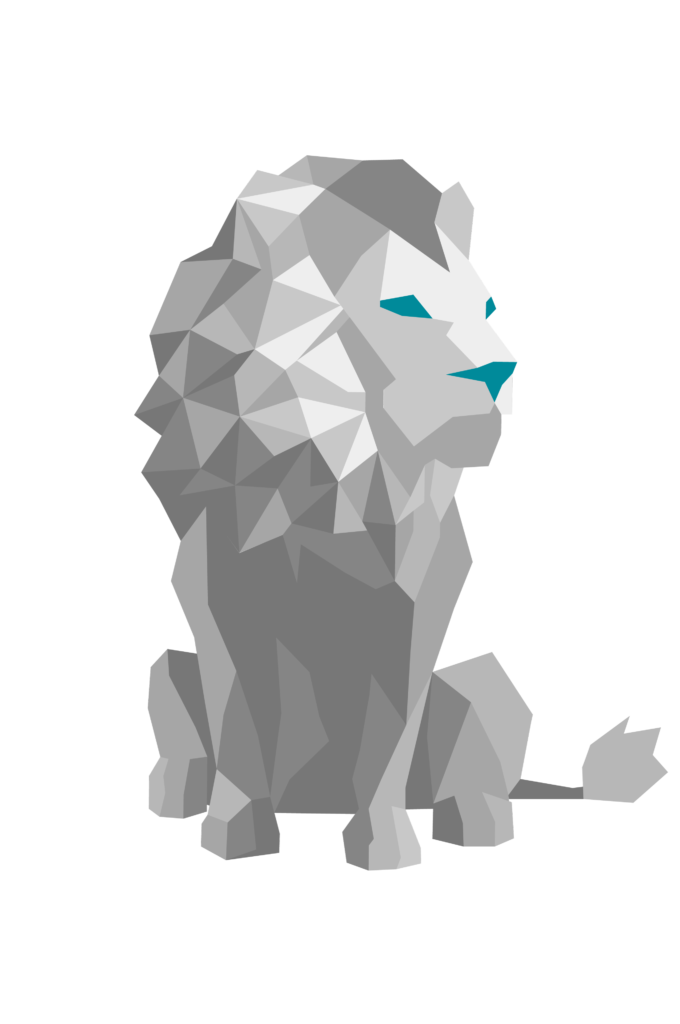 Apollo, F&I Sentinel's low-poly lion logomark, full color